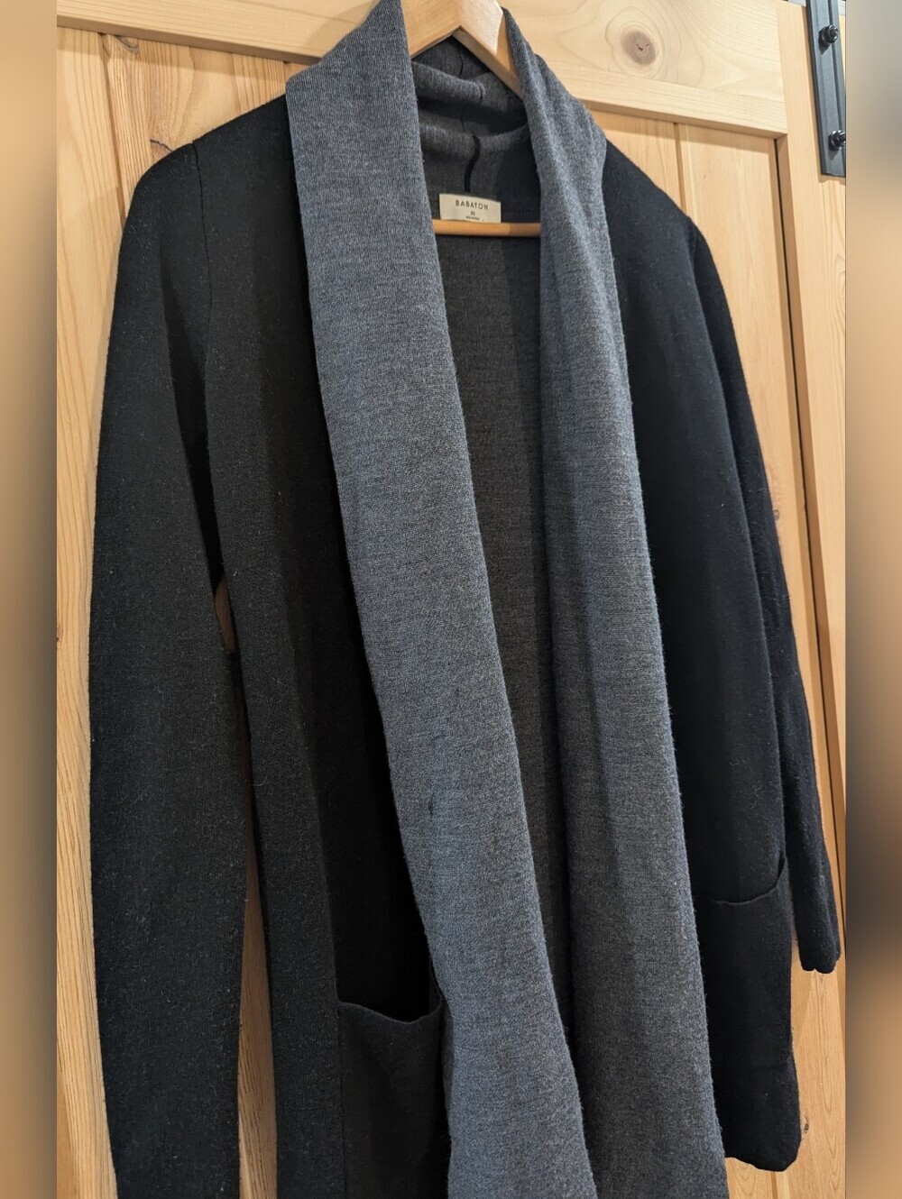 Babaton Aritzia Merino Wool Open Front Cardigan Black & Grey - Picture 4 of 8